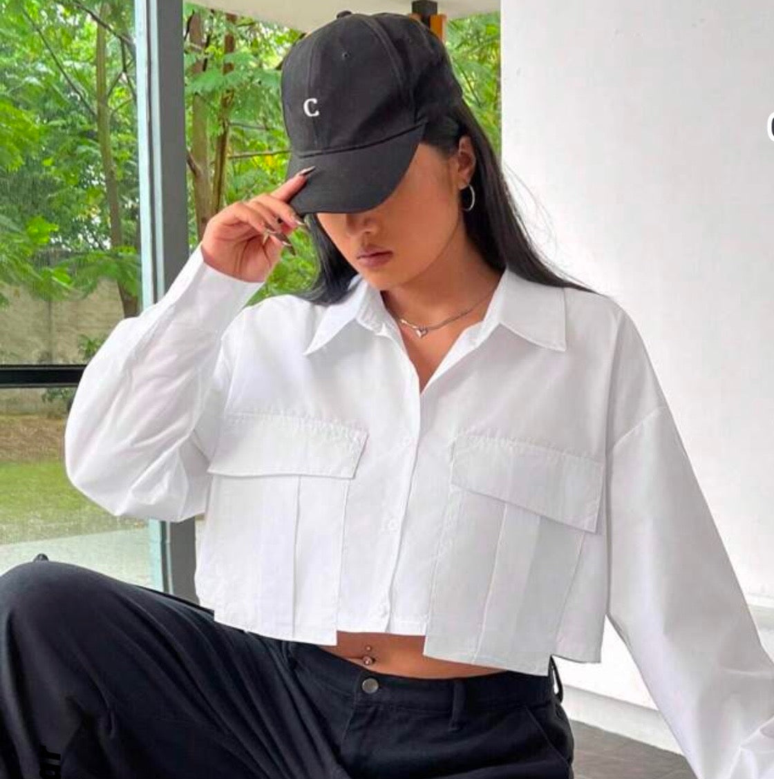 White Collar Confidence Crop Top
